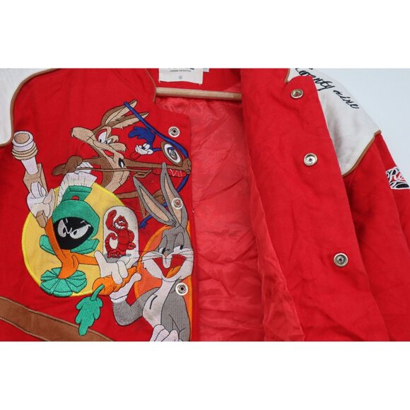 Vintage Vogue Looney Tunes Embroidered Red Bomber Jacket Medium - Picture 14 of 16
